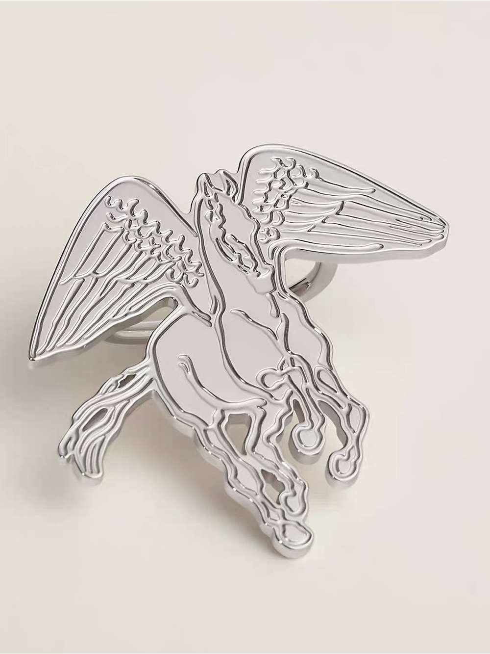 Luxury Silver Pegasus Scarf Ring